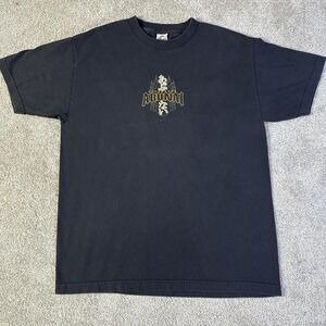 Y2K Japanese Style Dangerous Abunai T-Shirt L Black Gold